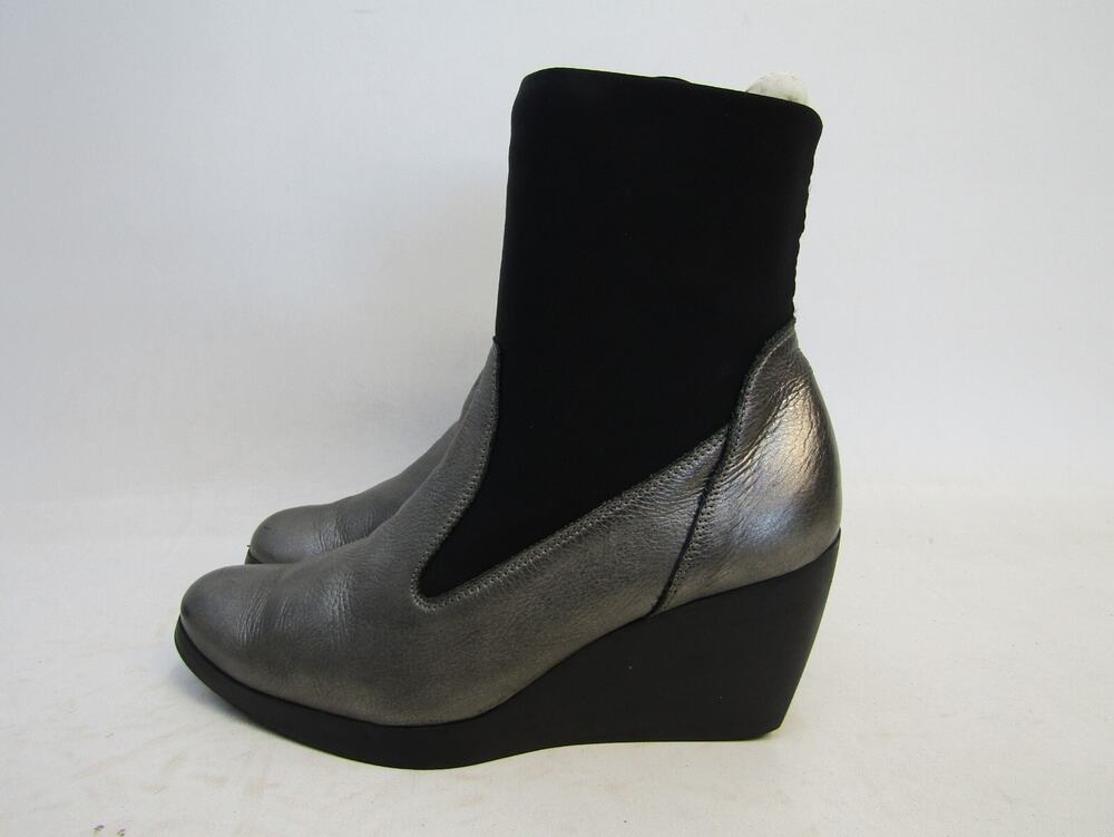 Arche Womens Size 40 EUR Gray Leather Wedge Ankle Fashion Boots Booties